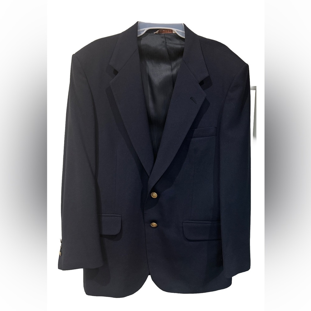 Vintage Stafford  100% Worsted wool navy blazer Brass Buttons USA Men’s …